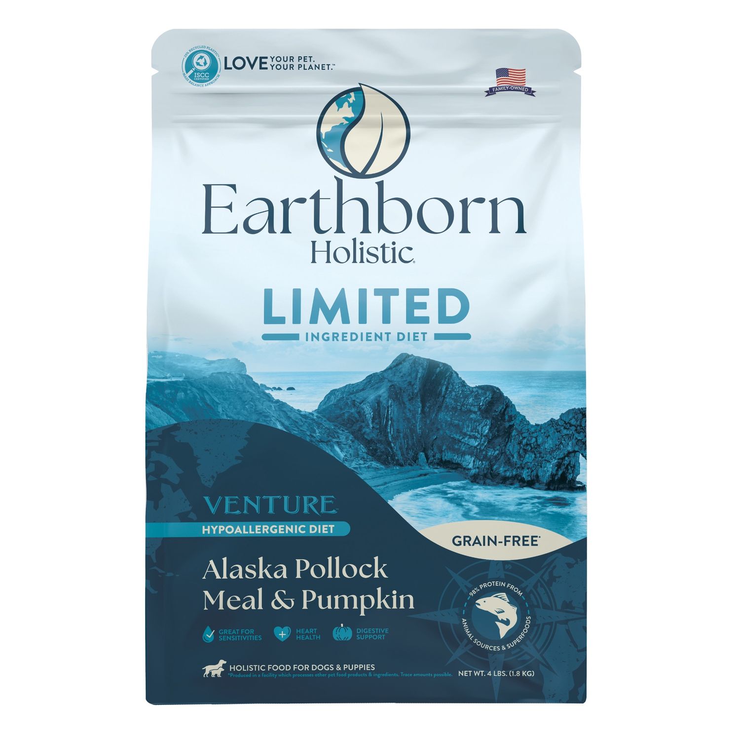 Earthborn Holistic Venture Alaskan Pollock Meal &amp; Pumpkin Dry Dog Food, Size: 4lb.
