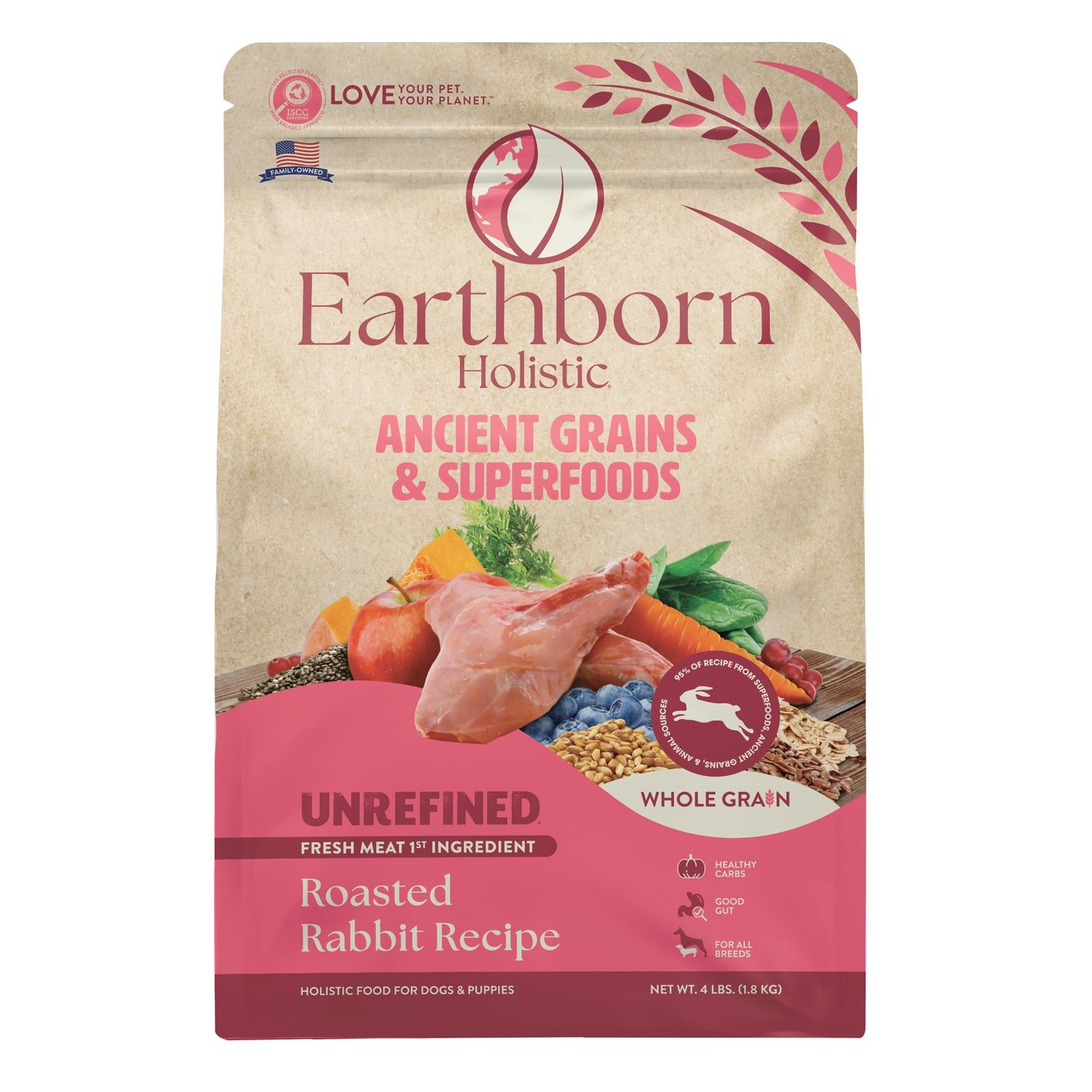 Earthborn Holistic Unrefined Roasted Rabbit Dry Dog Food, Size: 4lb