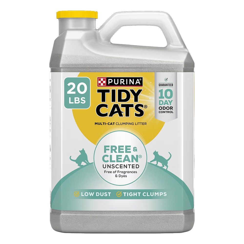 Tidy Cats Free &amp; Clean Unscented Clumping Cat Litter, Size: 20lb Jug