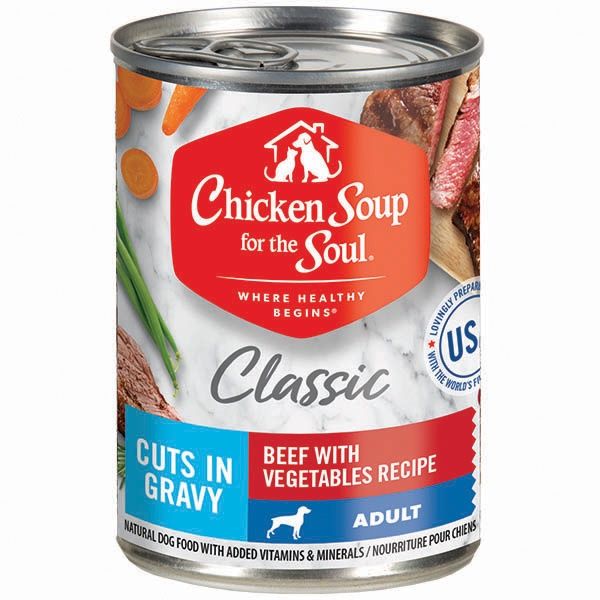 Chicken Soup for the Soul Classic Adult Beef with Vegetables Cuts in Gravy Wet Dog Food, Size: 13.2oz