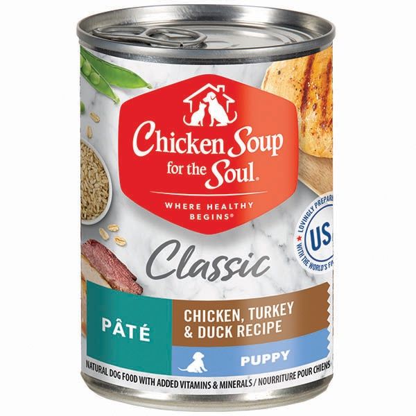Chicken Soup for the Soul Classic Puppy Chicken, Turkey &amp; Duck Pâté Wet Dog Food, Size: 13oz