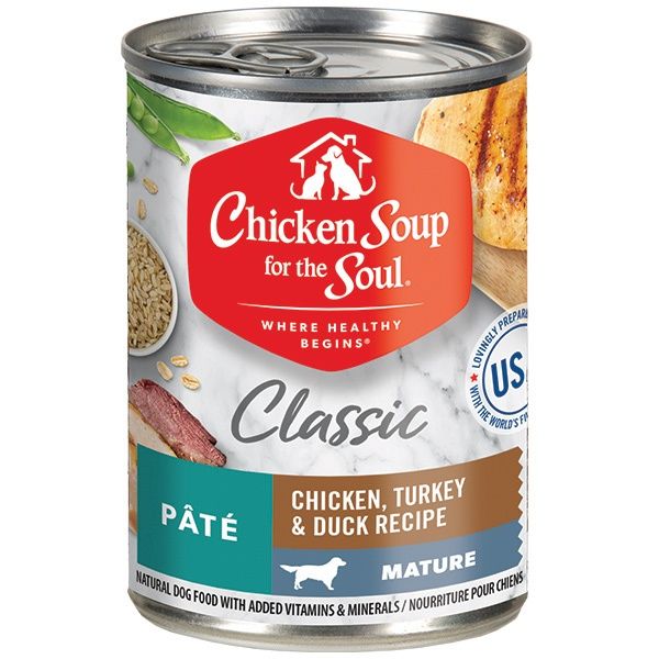Chicken Soup for the Soul Classic Mature Chicken, Turkey &amp; Duck Pâté Wet Dog Food, Size: 13oz