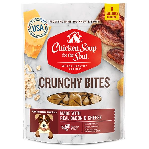 Chicken Soup for the Soul Classic Bacon &amp; Cheese Crunchy Bites Dog Treats, Size: 12oz