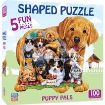 Masterpieces Puppy Pals Pets Buddies Shaped 100 Piece Jigsaw Puzzle