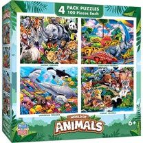 Masterpieces World of Animals 4-pack (100 Pieces Each) Jigsaw Puzzles