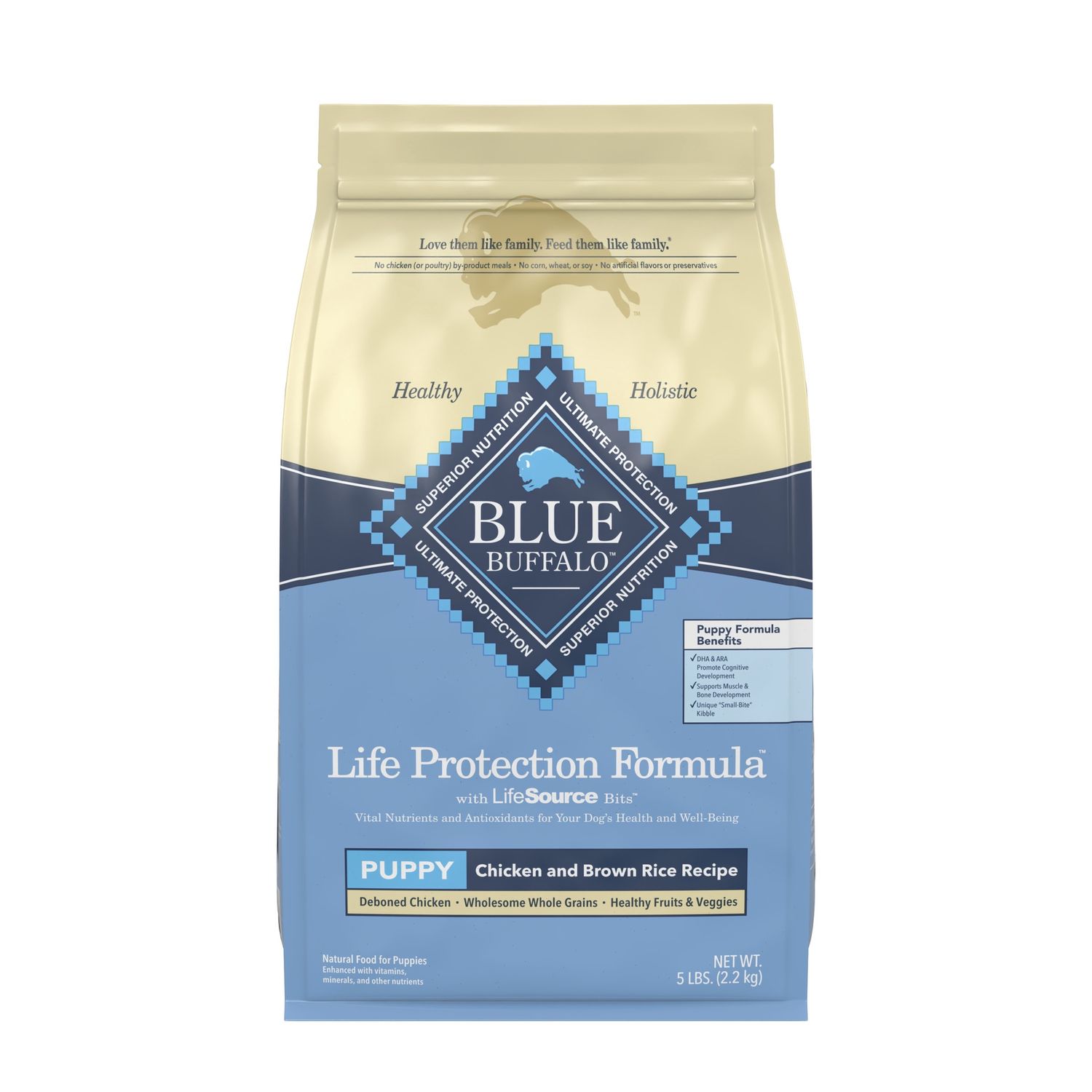 Blue Buffalo Life Protection Formula Puppy Chicken &amp; Brown Rice Dry Dog Food, Size: 5lb