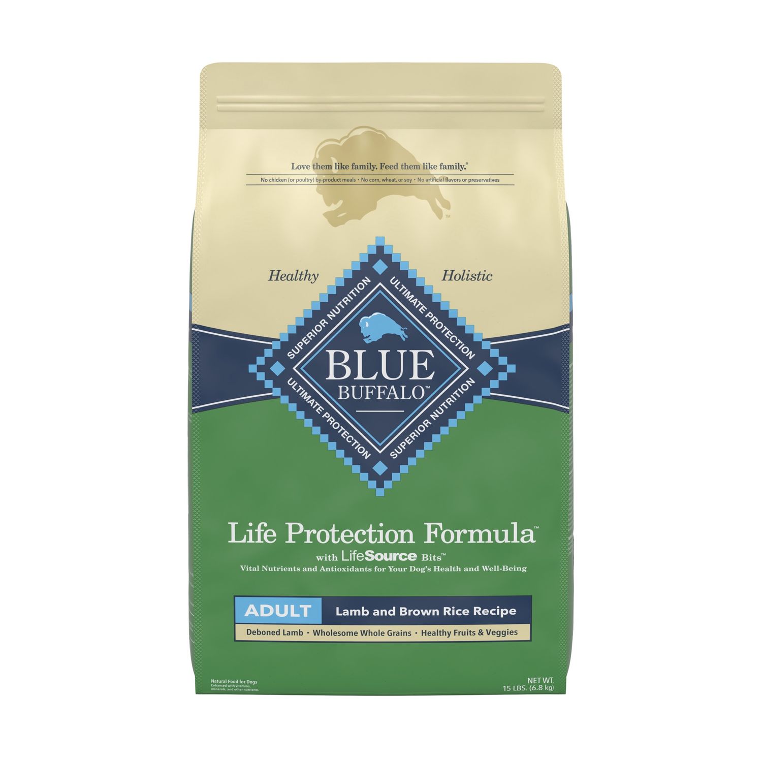 Blue Buffalo Life Protection Formula Lamb &amp; Brown Rice Dry Dog Food, Size: 15lb