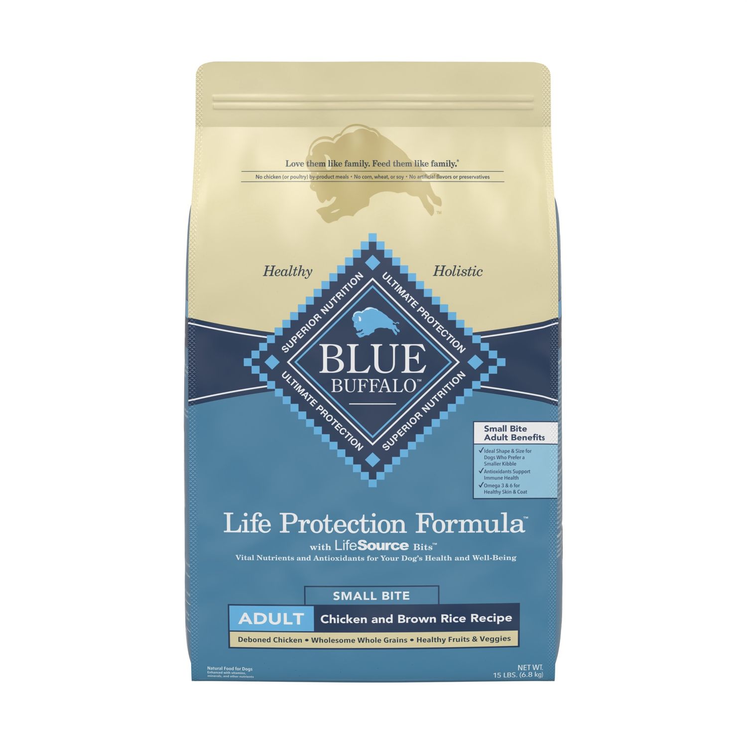 Blue Buffalo Life Protection Formula Small Bites Chicken &amp; Brown Rice Dry Dog Food, Size: 15lb