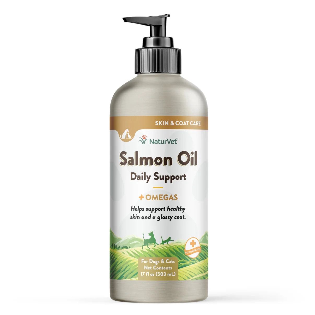 NaturVet Salmon Oil Skin &amp; Coat Supplement for Dogs &amp; Cats 17oz.