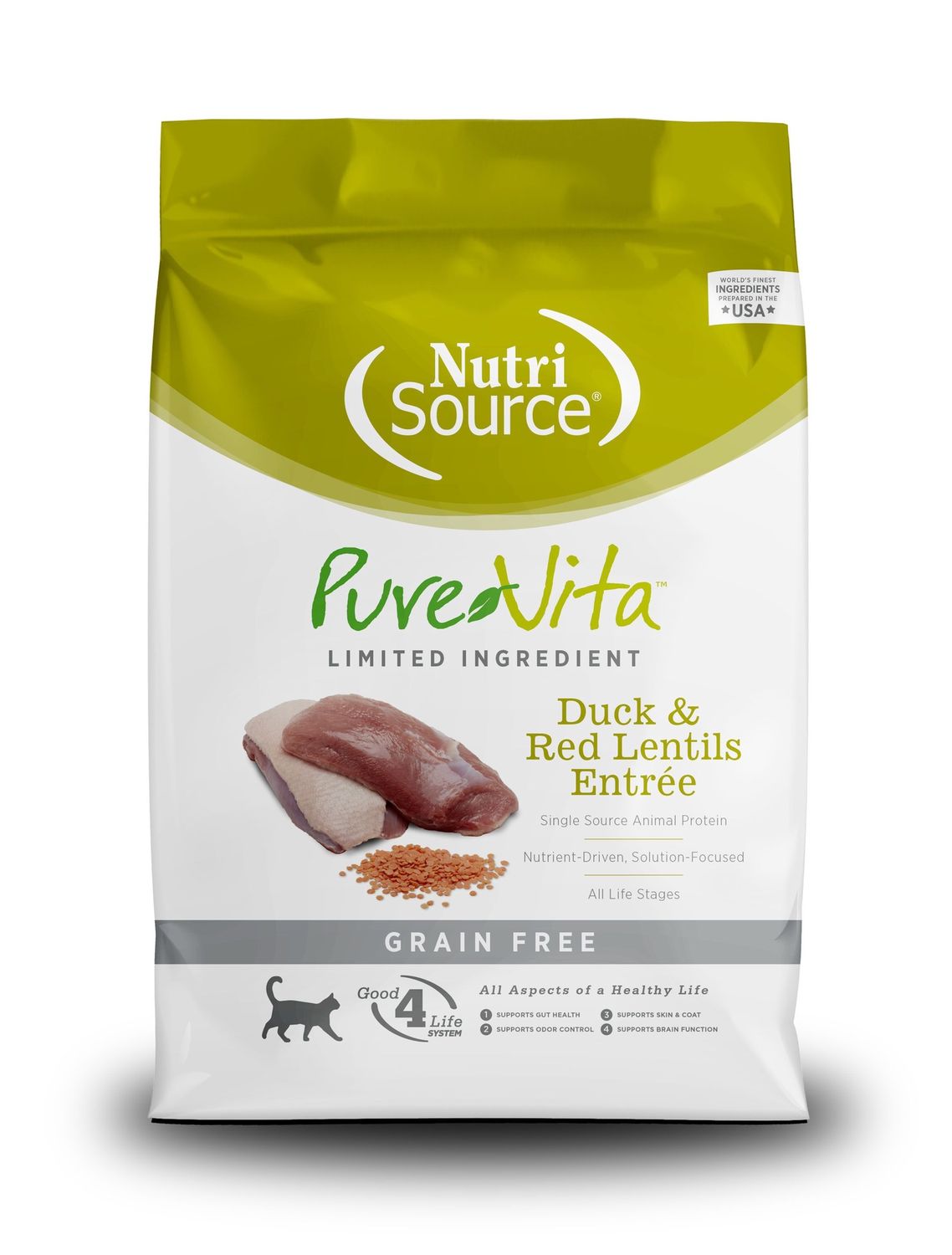 PureVita Duck and Red Lentils Grain Free Dry Cat Food, Size: 1.5LB