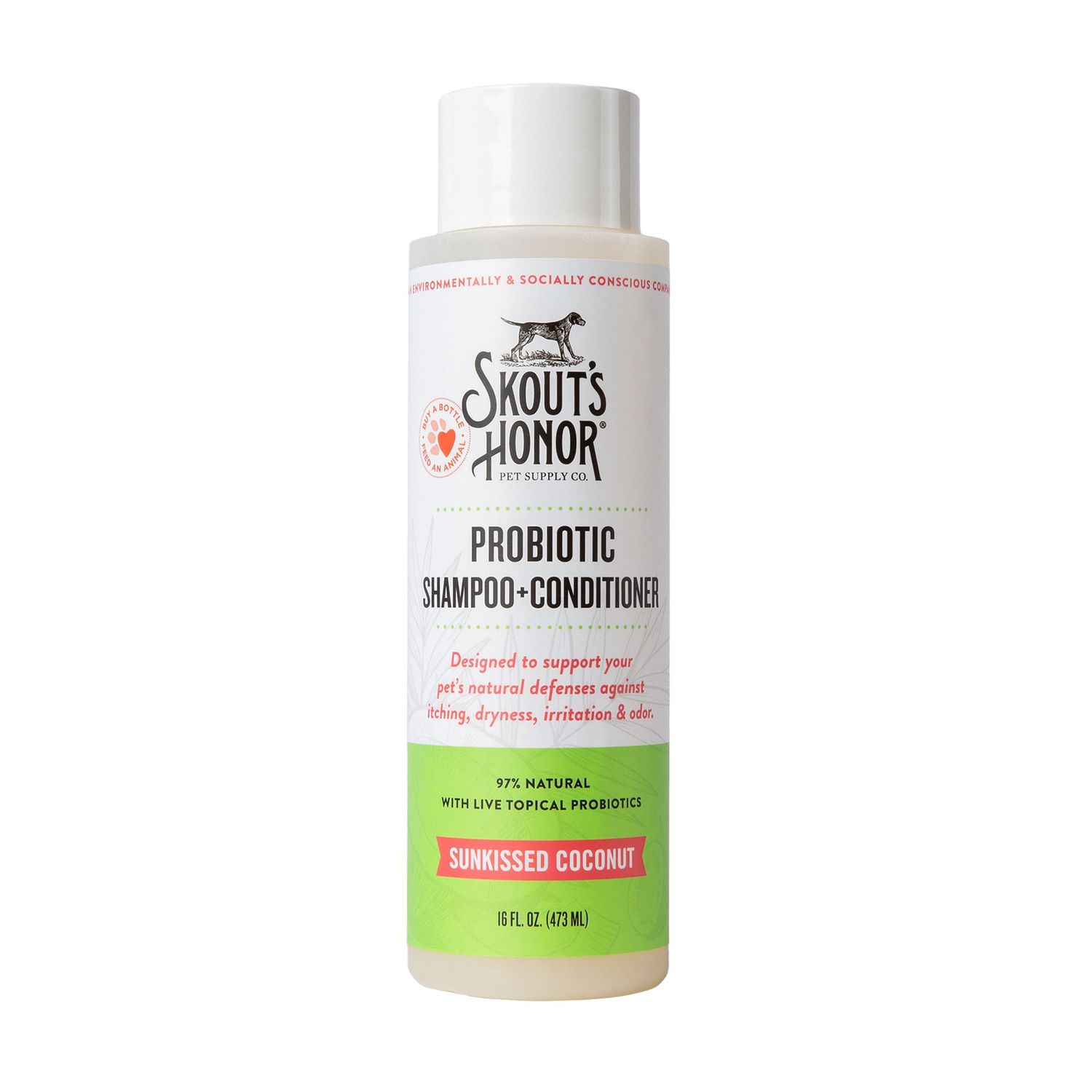 Skout&#39;s Honor Dog Probiotic Shampoo &amp; Conditioner, Scent: Sunkissed Coconut, Size: 16oz