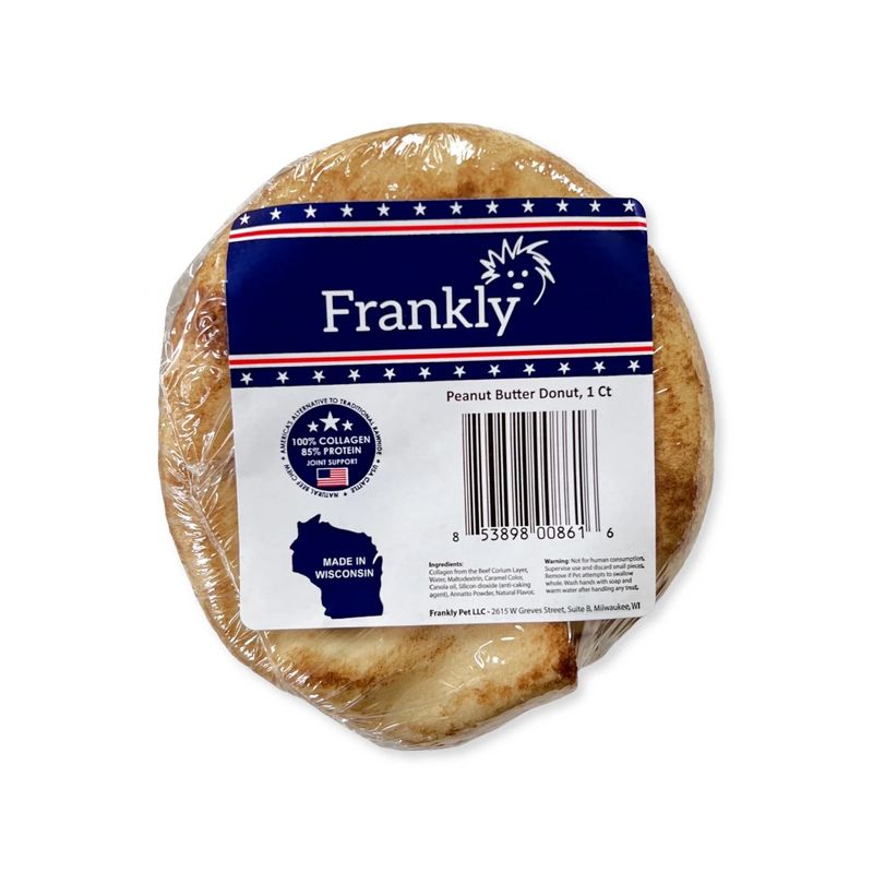 Frankly Collagen Dog Chew Peanut Butter Donut 5in.