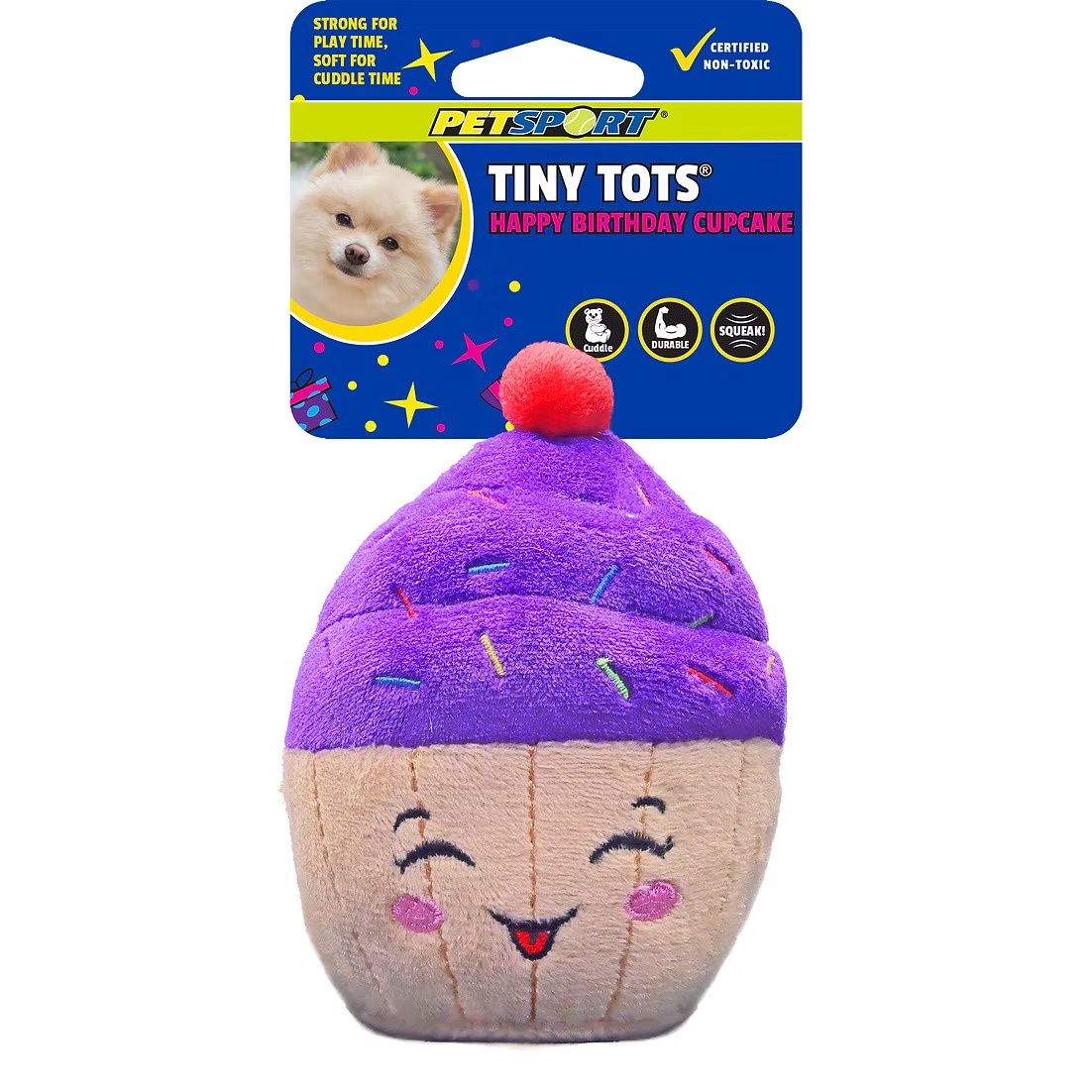 Petsport Tiny Tots Happy Birthday Cupcake Plush Dog Toy