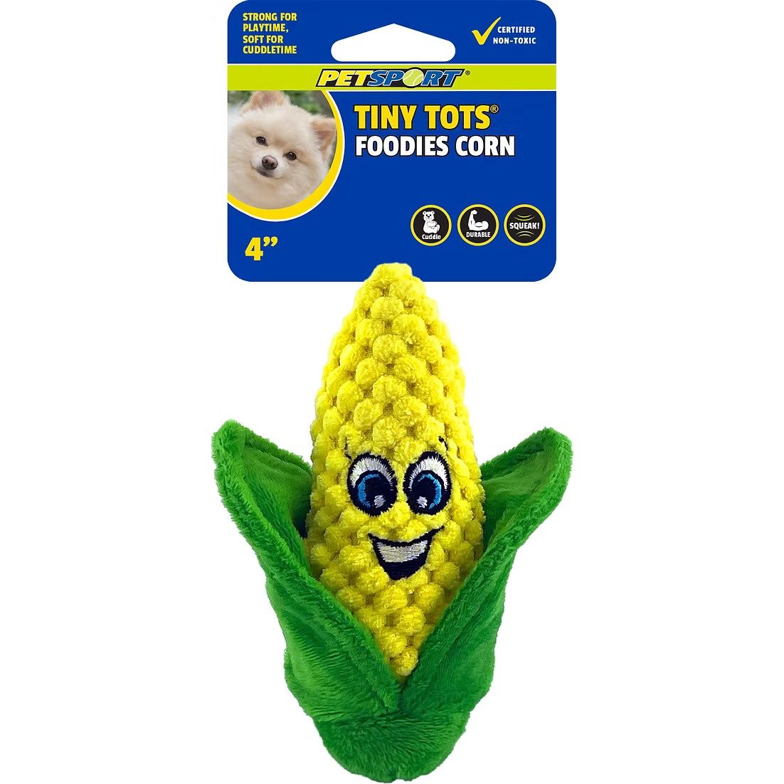 Petsport Tiny Tots Foodies Corn Plush Dog Toy