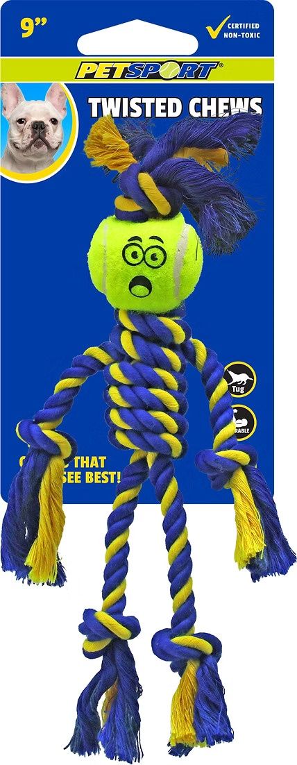 Petsport Mini Braided Rasta Man 9&quot; Rope w/ 1.5&quot; Tuff Ball Dog Toy