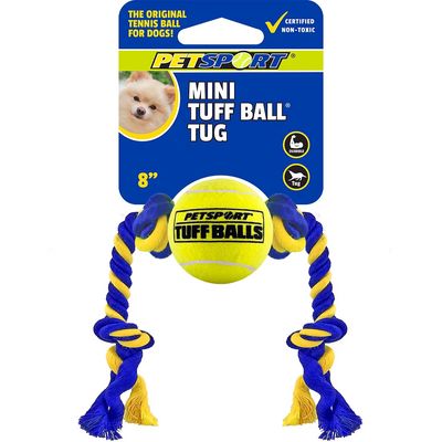 Petsport Mini Tuff Ball Tug 9&quot; Rope with 1.5&quot; Tuff Ball Dog Toy