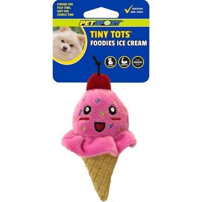 Petsport Tiny Tots Foodies Ice Cream Strawberry Plush Dog Toy