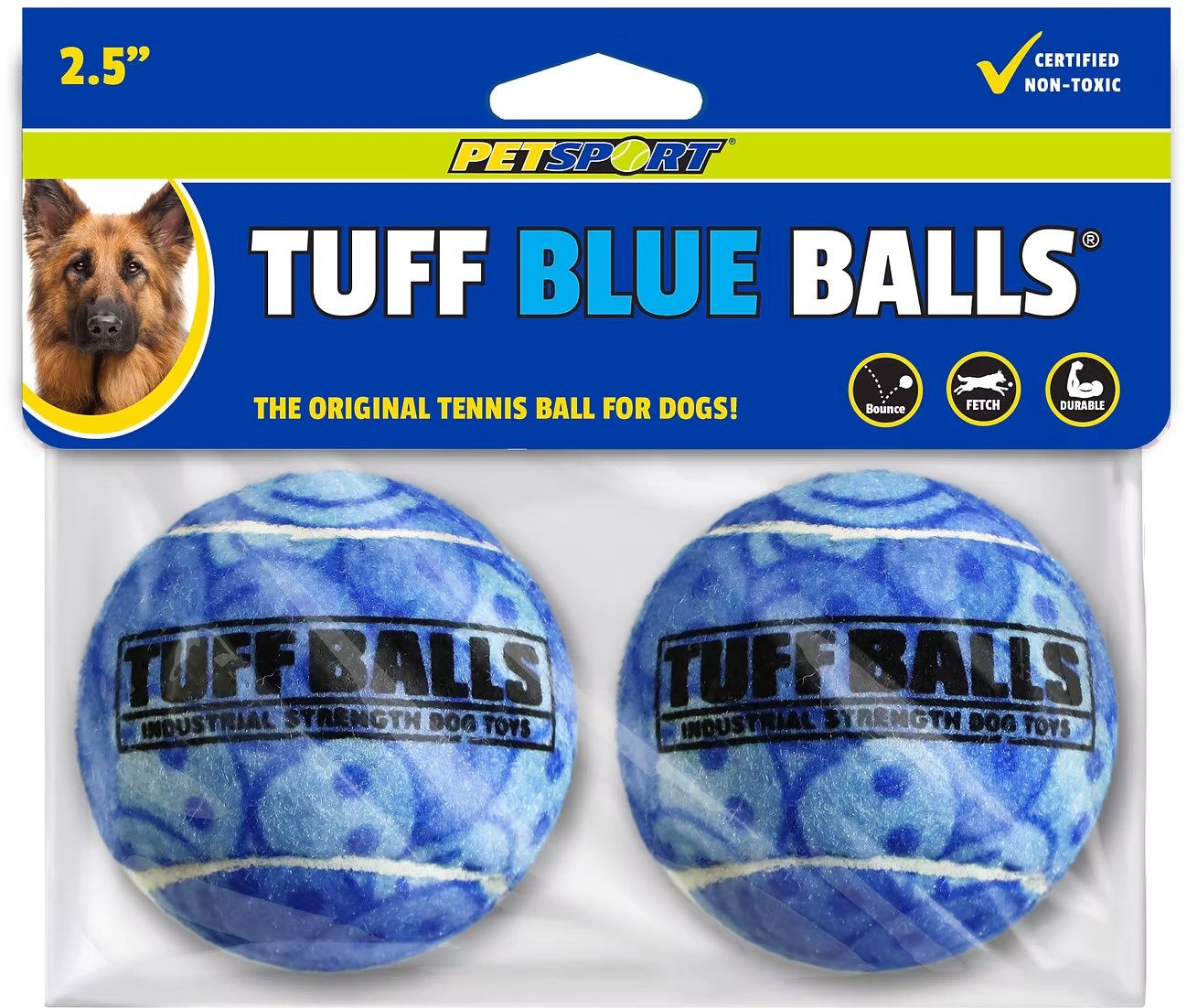 Petsport Blue Tuff Ball 2.5&quot; 2-Pack Dog Toy