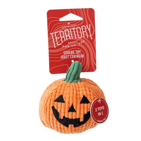 Territory 2-in-1 Pumpkin Ball Halloween Dog Toy, Size: 4&quot;
