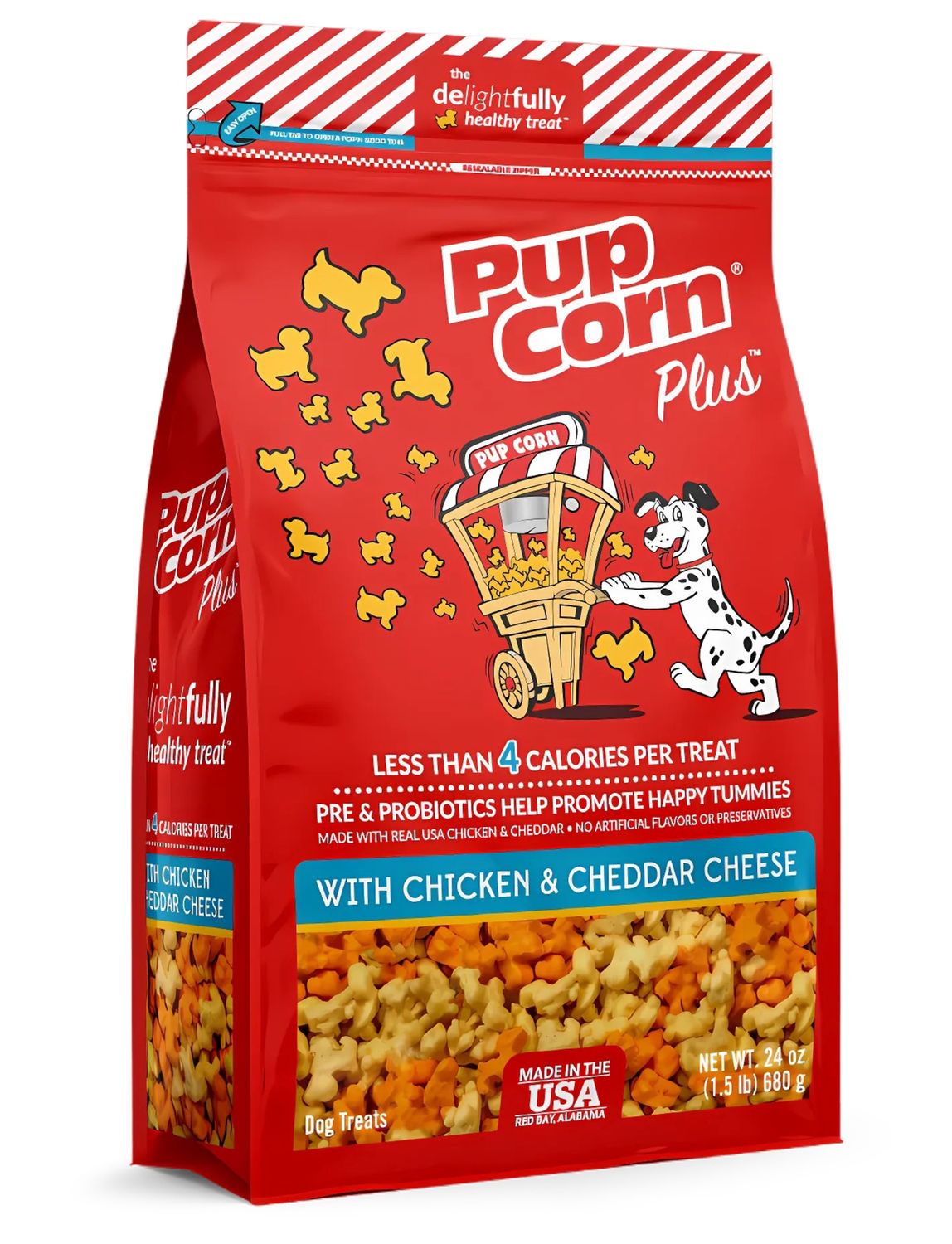 Pup Corn Plus with Chicken &amp; Cheddar Cheese Dog Treats 24.5 oz. bag