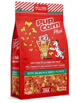 Pup Corn Plus with Salmon &amp; Sweet Potato Dog Treats 24.5oz bag