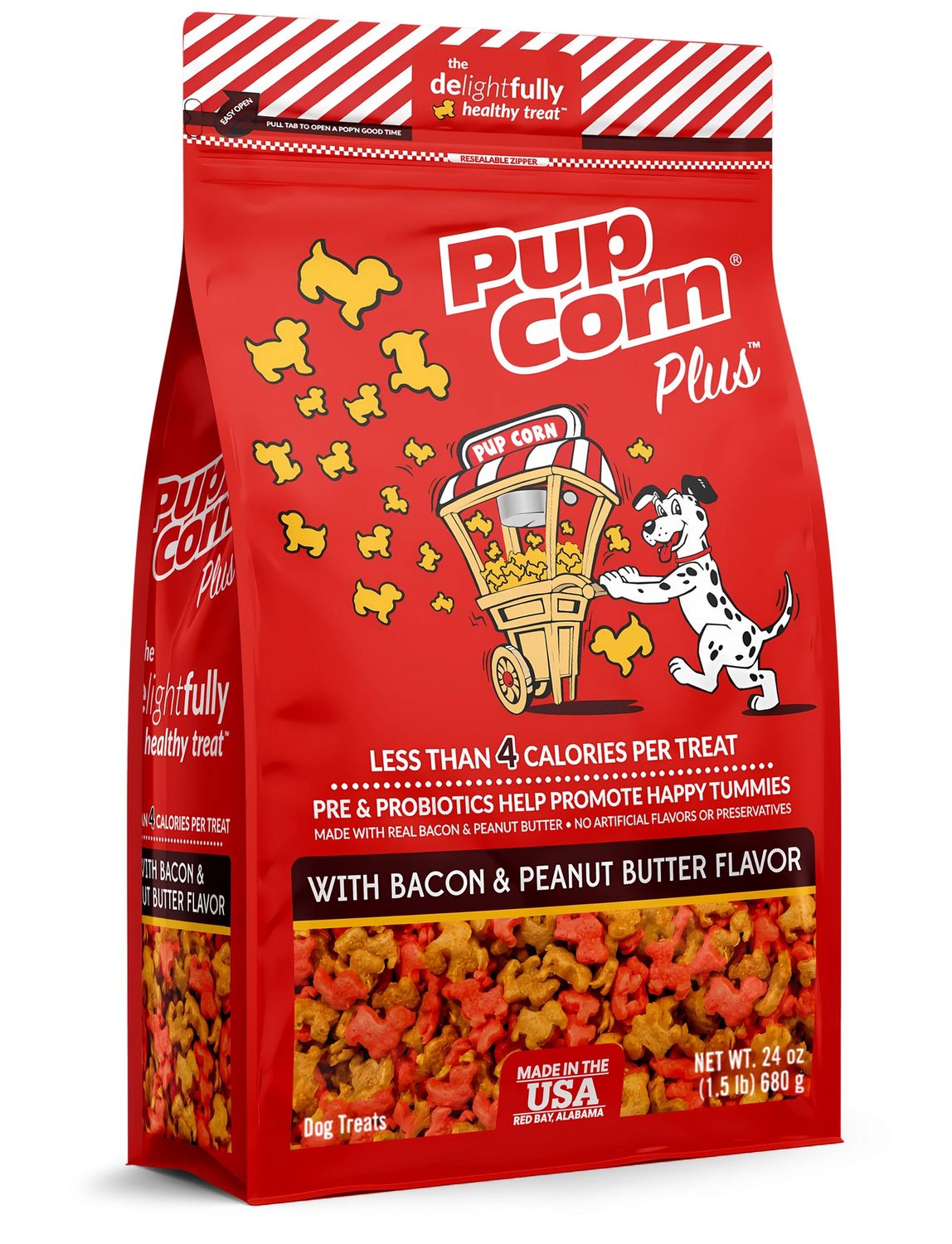 Pup Corn Plus with Bacon &amp; Peanut Butter Dog Treats 24.5 oz. bag