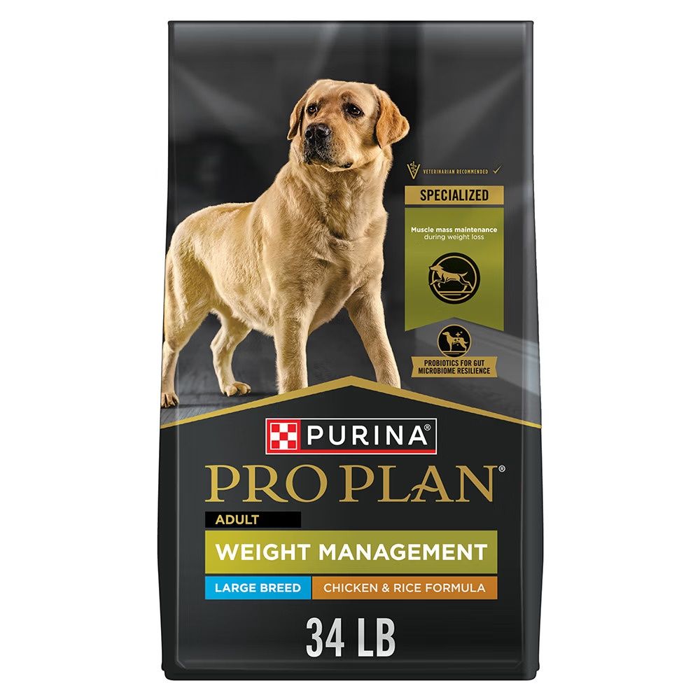 Pro Plan Adult Large Breed Weight Management Chicken &amp; Rice Dry Dog Food, Size: 34lb