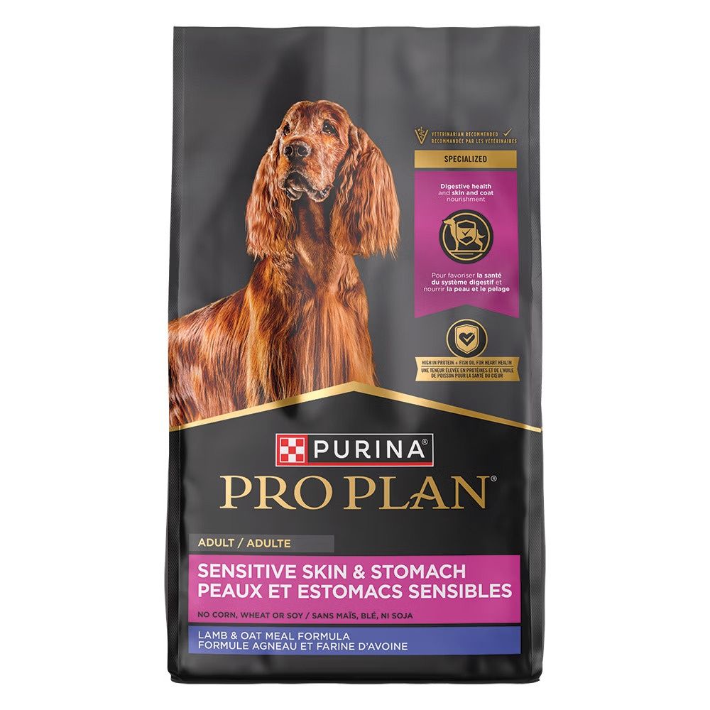 Pro Plan Adult Sensitive Skin &amp; Stomach Lamb &amp; Oat Meal Dry Dog Food, Size: 24lb