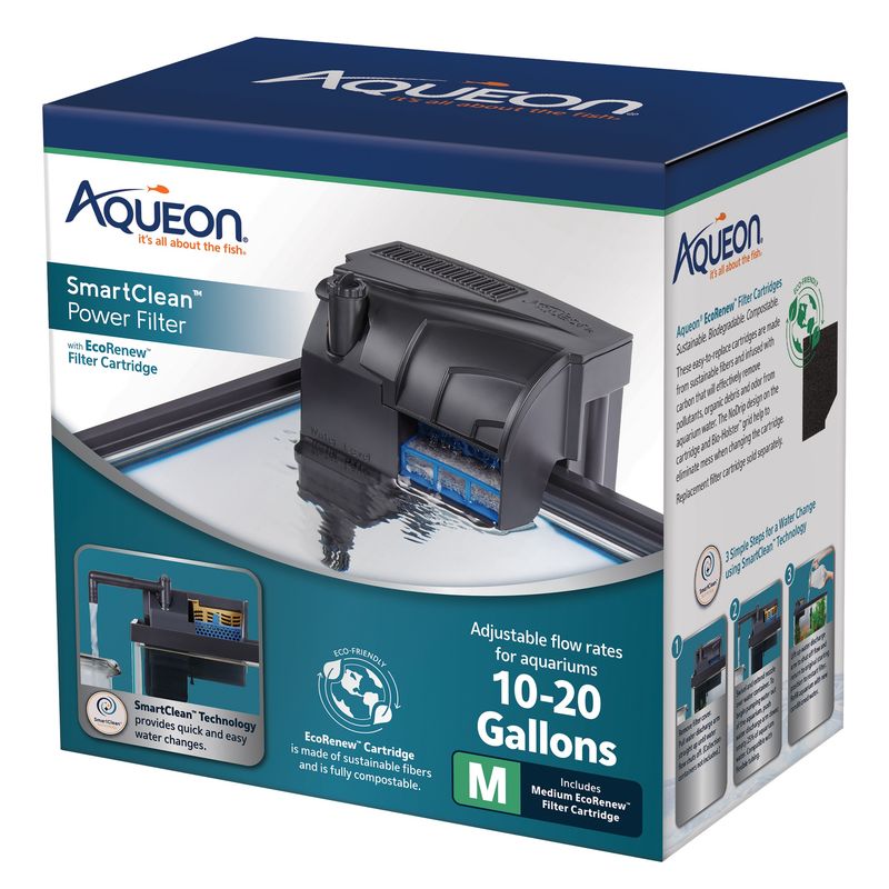 Aqueon SmartClean Aquarium Power Filter with EcoRenew Filter Cartridge