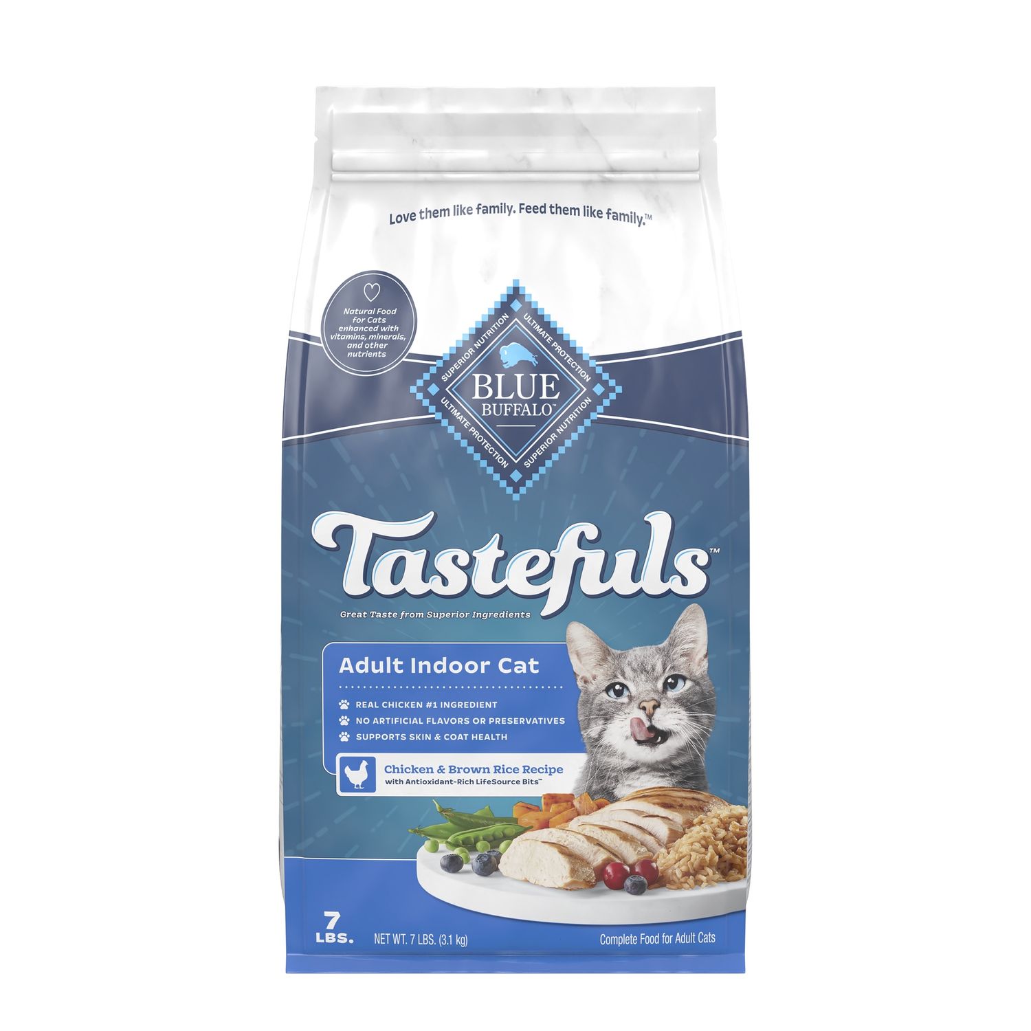Blue Buffalo Tastefuls Adult Indoor Chicken &amp; Brown Rice Dry Cat Food, Size: 7lb