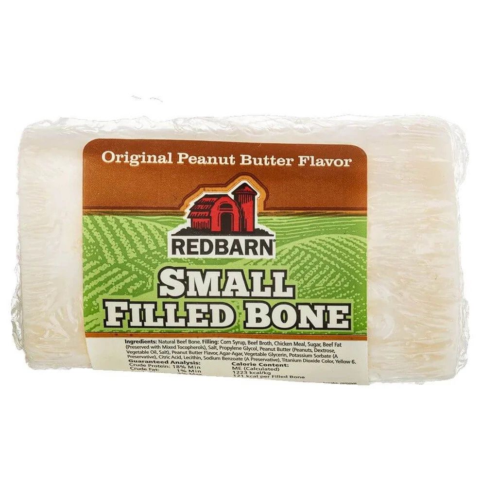 Redbarn Filled Beef Bone Peanut Butter Flavor Dog Chew, Size: Small