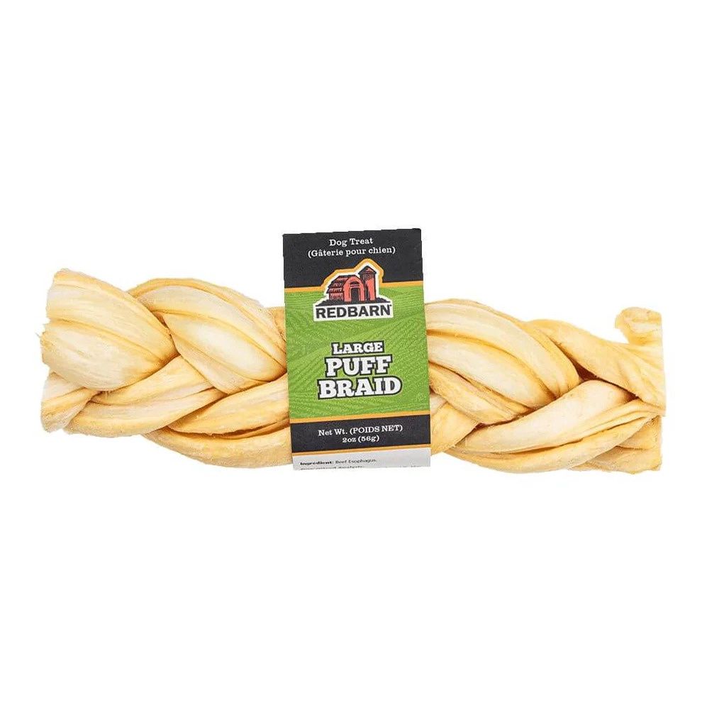Redbarn Puff Braid Beef Esophagus  Dog Chew Treat Large