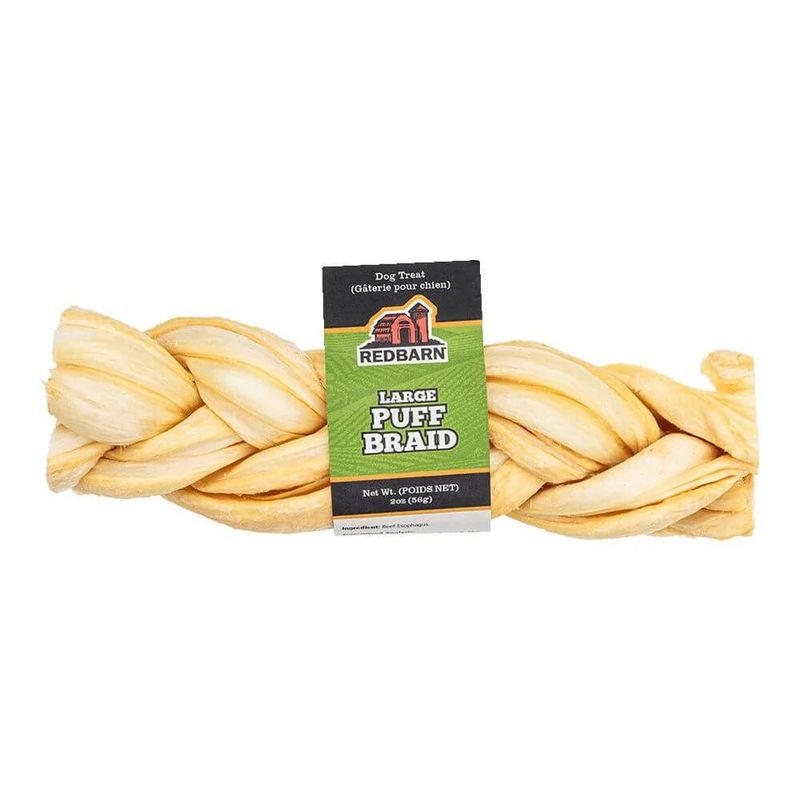 Redbarn Puff Braid Beef Esophagus  Dog Chew Treat Large