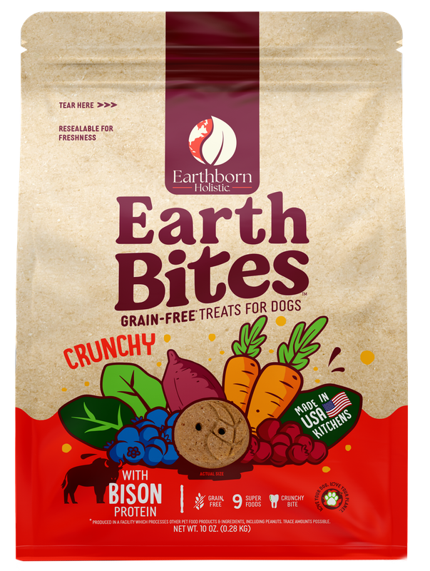 Earthborn Holistic EarthBites Grain Free Crunchy Bison Dog Treats 10oz.
