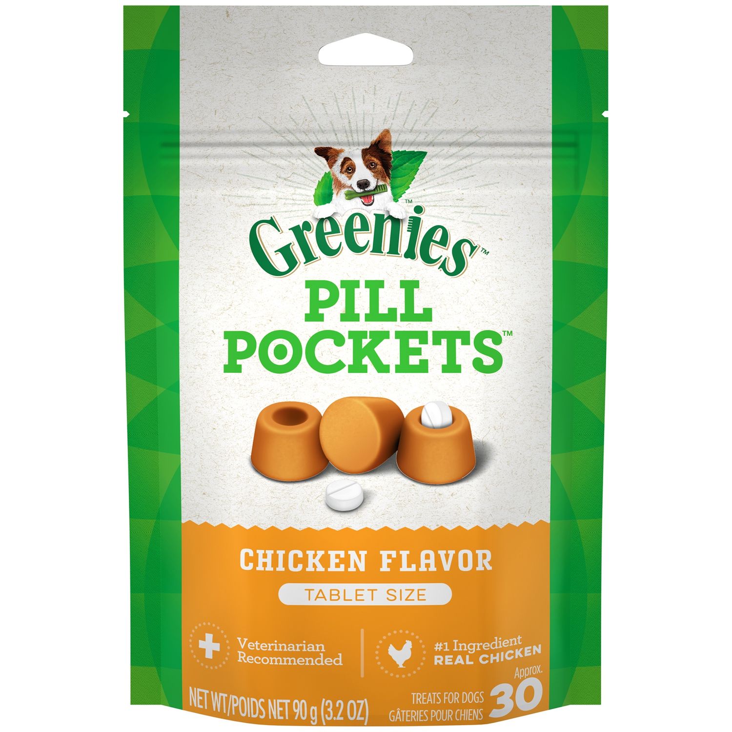 Greenies Pill Pockets Chicken Flavor Dog Treats, Package Size: 30 count, Size: Tablet