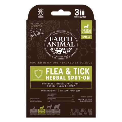 Earth Animal Flea &amp; Tick Herbal Spot-On for Dogs 3 Month Supply, Dog Size: Puppies &amp; Small Dogs 15 lbs. &amp; Under