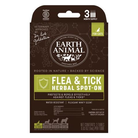 Earth Animal Flea &amp; Tick Herbal Spot-On for Cats - 3 Month Supply