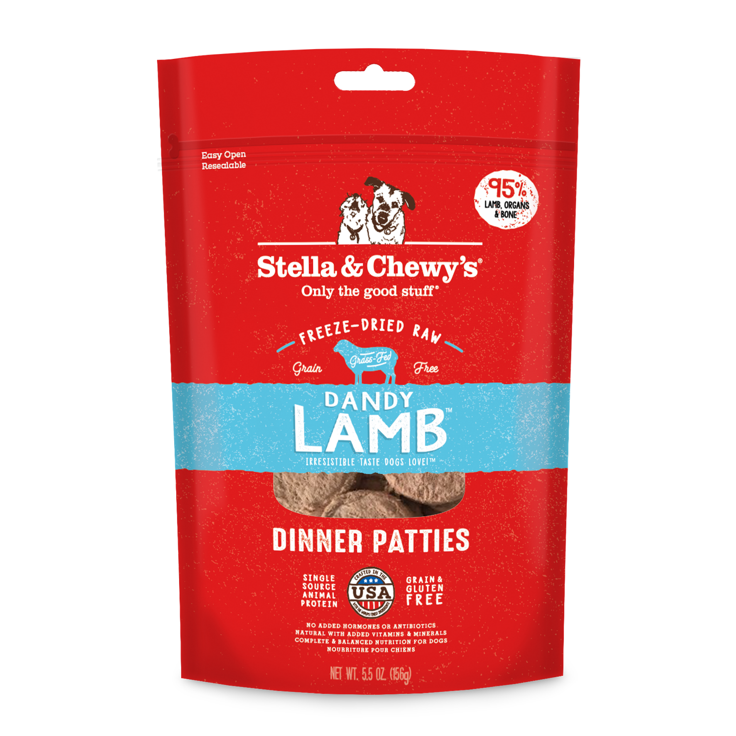 Stella &amp; Chewy's Dandy Lamb Patties Freeze-Dried Dog Food, Size: 5.5oz
