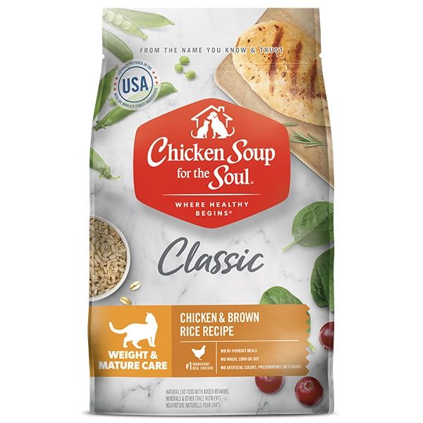 Chicken Soup for the Soul Classic Weight &amp; Mature Care Chicken &amp; Brown Rice Dry Cat Food, Size: 13.5lb