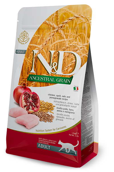 Farmina N&amp;D Ancestral Grain Chicken, Spelt, Oats and Pomegranate Dry Cat Food, Size: 3.3lb