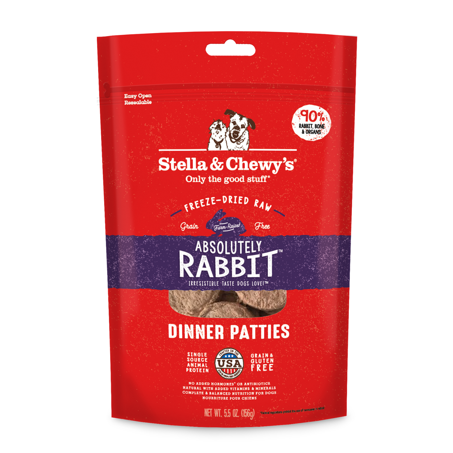 Stella &amp; Chewy's Absolutely Rabbit Patties Freeze-Dried Dog Food, Size: 5.5oz