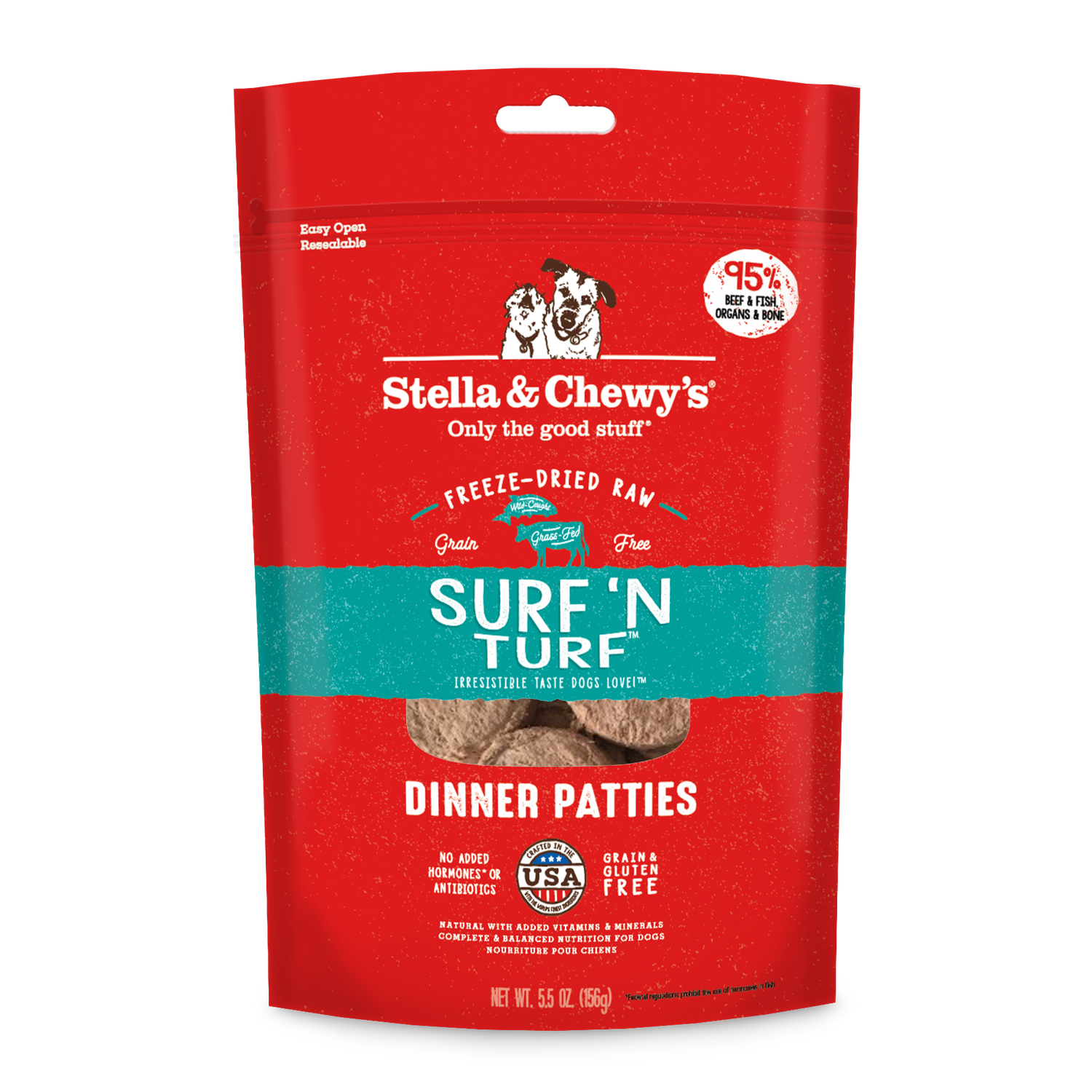 Stella &amp; Chewy's Surf &amp; Turf Patties Freeze-Dried Dog Food, Size: 5.5oz