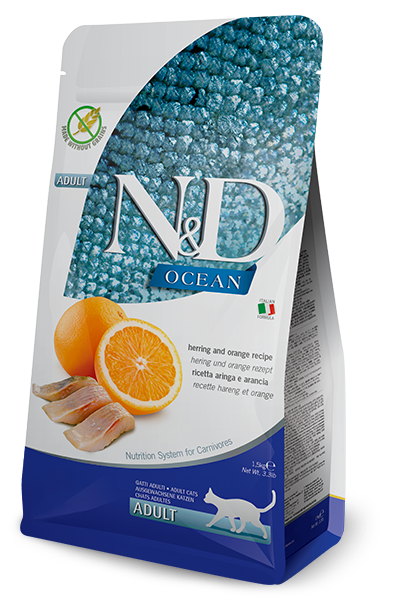 Farmina N&amp;D Ocean Herring and Orange Dry Cat Food, Size: 3.3lb