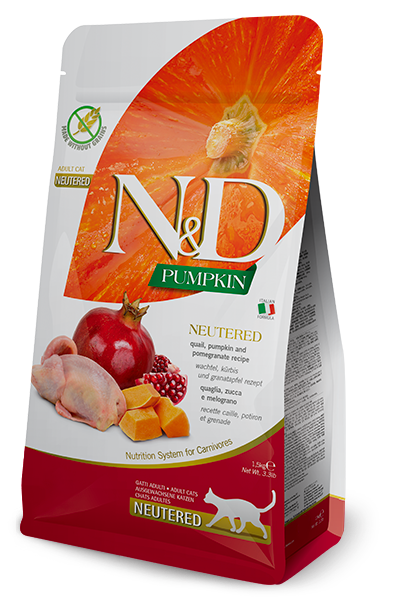 Farmina N&amp;D Pumpkin,Quail and Pomegranate Neutered Dry Cat Food, Package Size: 3.3lb