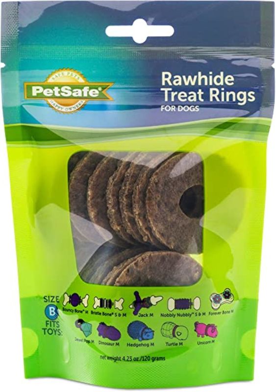 Busy Buddy Natural Rawhide Rings Peanut Butter Flavor Size B
