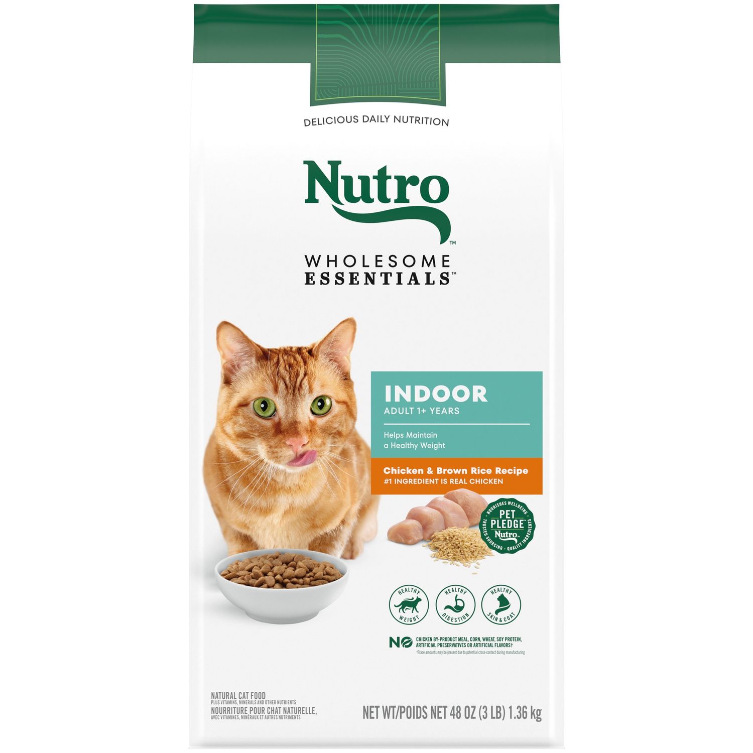 Nutro Wholesome Essentials Chicken &amp; Brown Rice Indoor Dry Cat Food, Size: 3lb