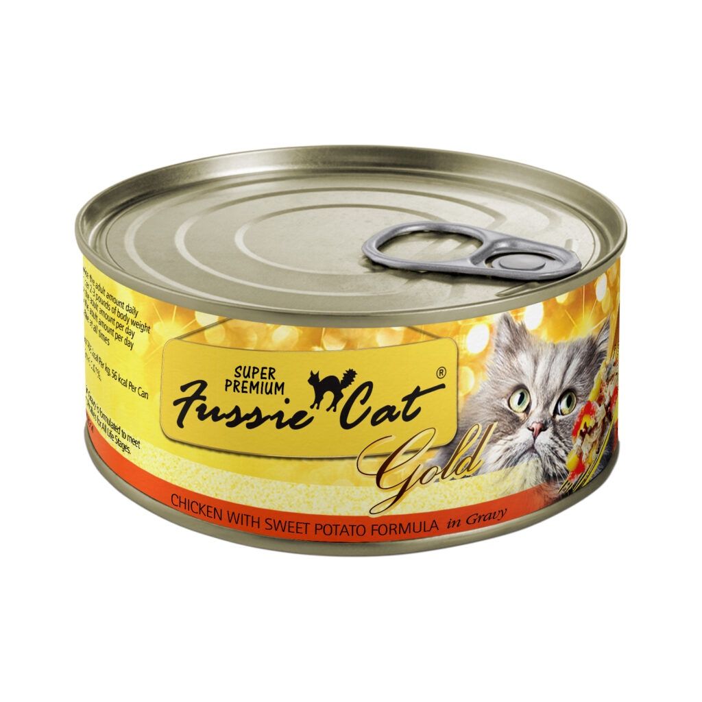 Fussie Cat Gold Chicken with Sweet Potato in Gravy Wet Cat Food, Size: 2.82oz