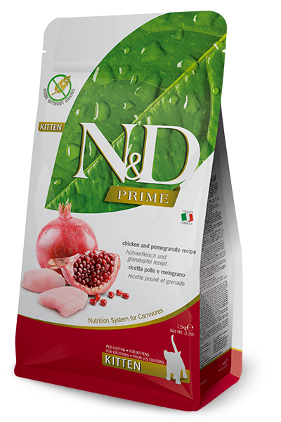Farmina N&amp;D Prime Chicken and Pomegranate Dry Kitten Food, Size: 3.3lb