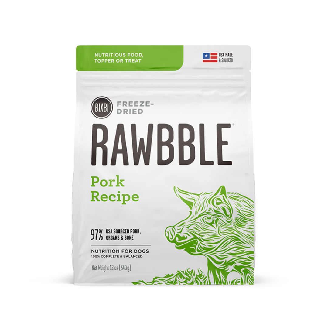 BIXBI Rawbble Pork Recipe Freeze-Dried Food for Dogs, Size: 4.5oz