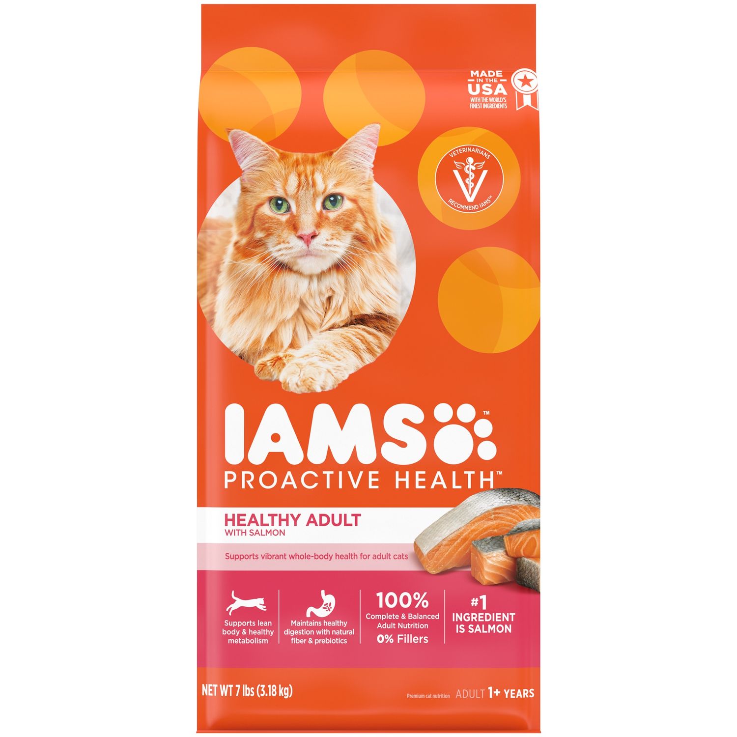Iams Proactive Health Healthy Adult with Salmon Dry Cat Food, Size: 7lb